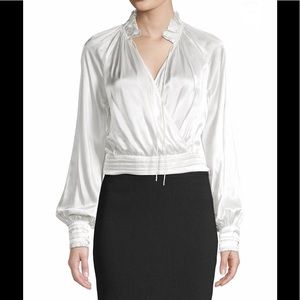 Divine Heritage white satin crossover top XS NWTS